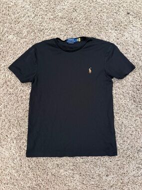 Polo by Ralph Lauren Black Short Sleeve Crewneck T-Shirt with Embroidered Pony